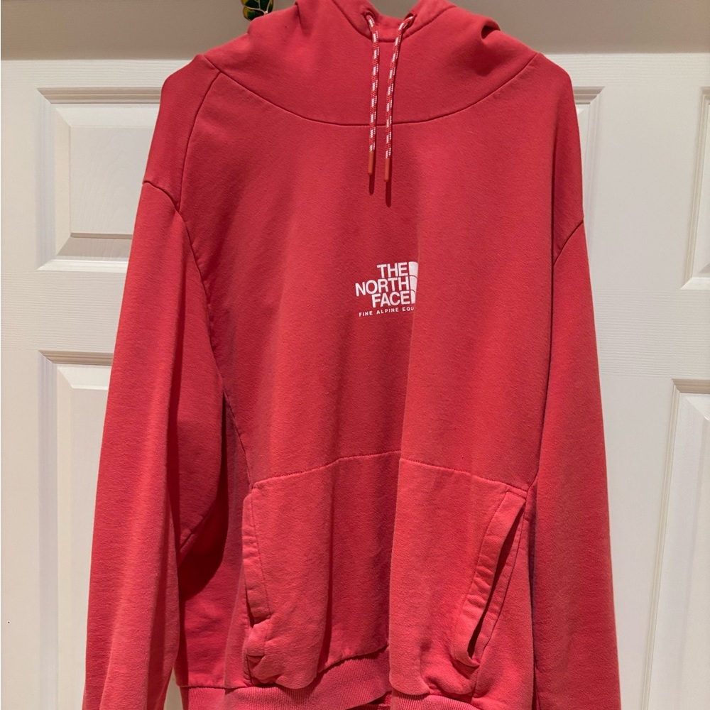 North face red logo hoodie XL